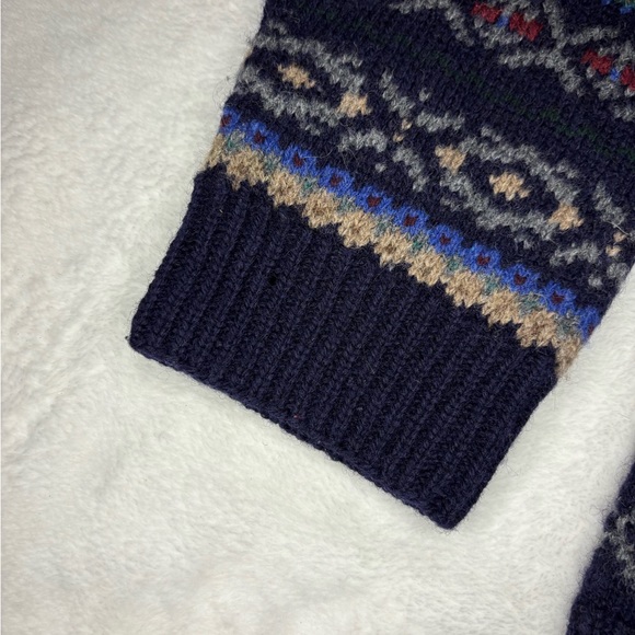 VTG Polo Ralph Lauren Wool Hand Knit Fair Isle Knit Sweater L Men Quarter Zip - Picture 6 of 9